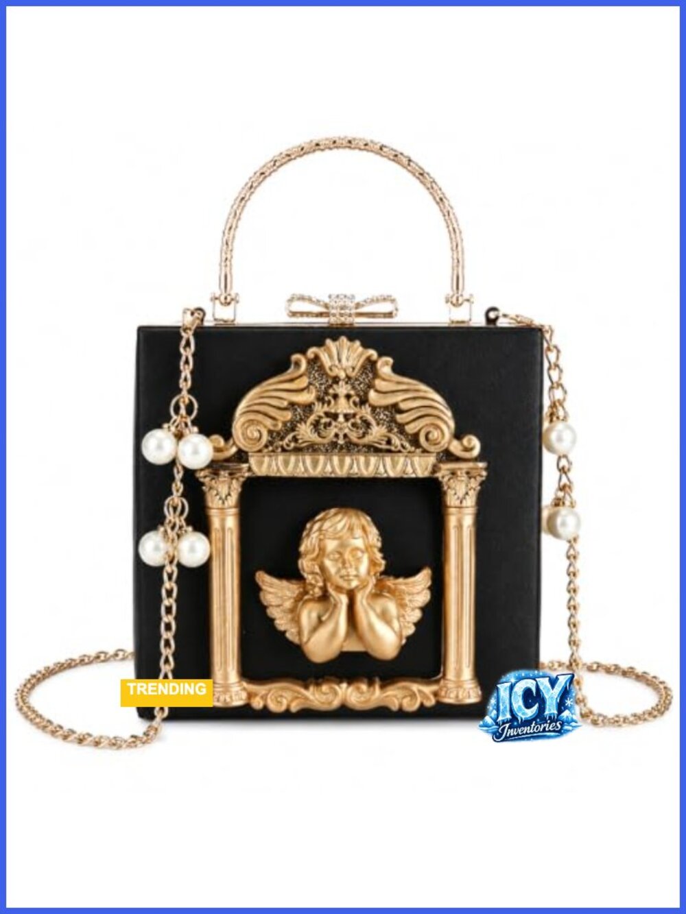 Funky Clock Coffin Clutch - PU Leather Novelty Handbag for Party Prom